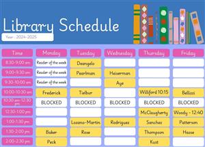 library schedule with grade levels